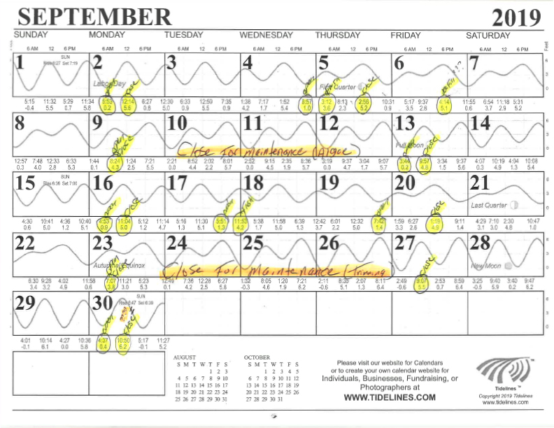 September Canal Flushing Schedule